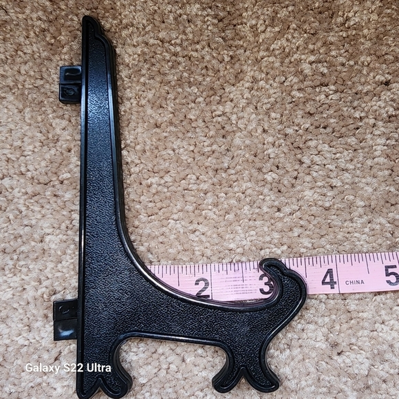 Vtg plastic Plate Picture Display Stands, Folding Easel Style 6” Set of 4 Black - Picture 3 of 4